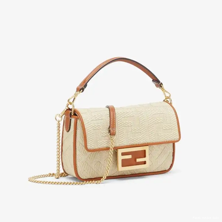 Cheap Motif In Fendi Beige Bag Straw Mini Baguette FF 0508